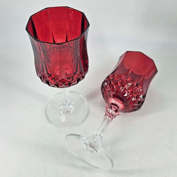 Vintage Cristal D Vintage Longchamp D\'arques Lead Crystal Ruby Red 25th Anniversary wine Goblets